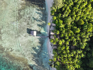 A dock on a tropical island in Raja Ampat, West Papua, Indonesia