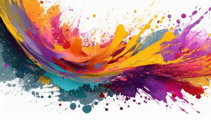 Vibrant paint stroke with dynamic splatters