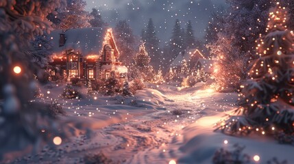 d graphic christmas holiday scene background 