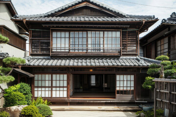 Fototapeta na wymiar Traditional Japanese home where a family resides