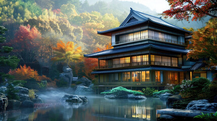 Japanese House Amidst Stunning Landscape