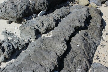 Large boulders on a beach in Amami island