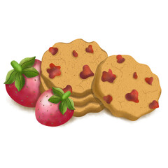 Strawberry cookies, dessert 