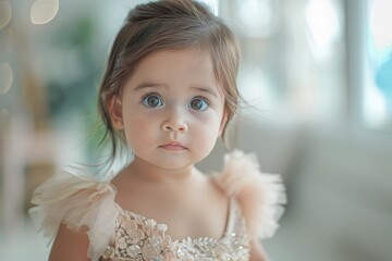 Young Girl With Blue Eyes in Dress