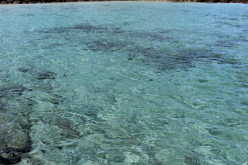 Clear and transparent blue sea water in a lagoon 