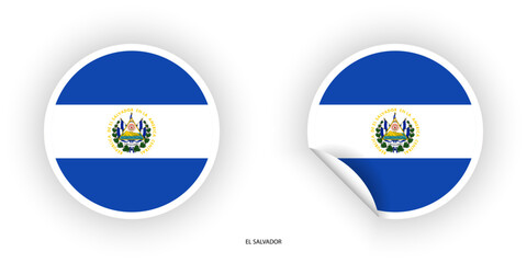 El Salvador sticker flag icon set in circle shape and circular shape with peel off isolated on white background.