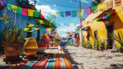 Fototapeta premium Cinco de Mayo, Mexico defining moment. Mexican festival celebration held on May 5. Time to eat and drink like a Mexican as the world remembers a moment in history