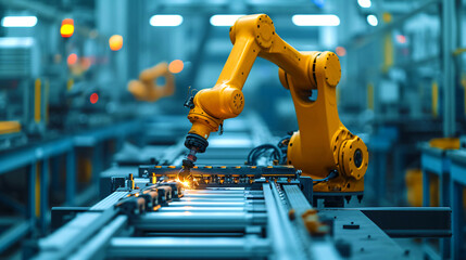robotic arm assembly line factory manufacture industry