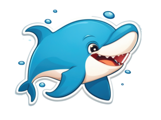 Cute cartoon killer whale isolated on blue transformer. Vector illustration.