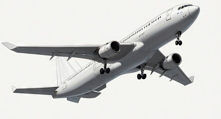 Fototapeta na wymiar 3D Airplane Take Off on a white background. Airline Concept Travel Passenger