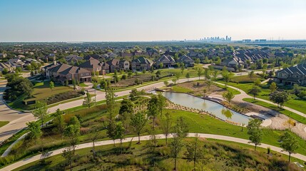 A suburban neighborhood with new schools and parks under development