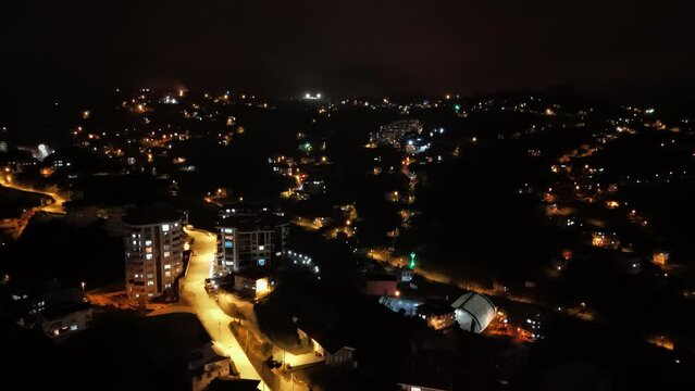 night time view of a city with a lot of lights