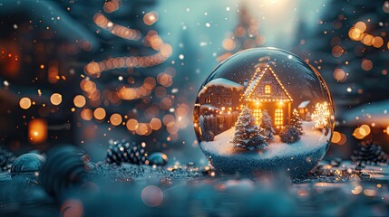 Enchanting Winter Wonderland: Generative AI Snow Globe with Festive Decorations