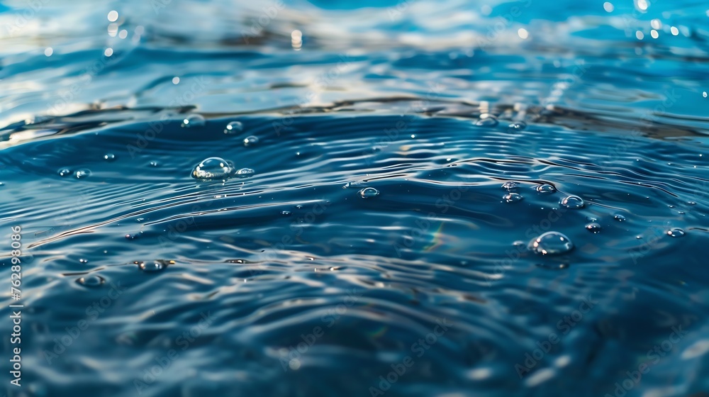Leinwandbilder blue water with ripples on the surface defocus blurred transparent blue colored clear calm water sur