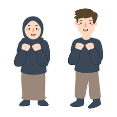 Happy Muslim kids praying illustration