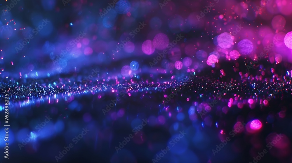 Poster blur neon light lens flare overlay bokeh fluorescent flash gleam defocused blue purple color flecks 