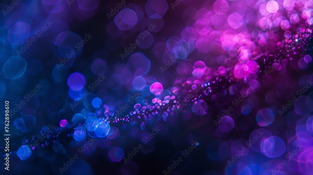 Poster blur neon light lens flare overlay bokeh fluorescent flash gleam defocused blue purple color flecks 