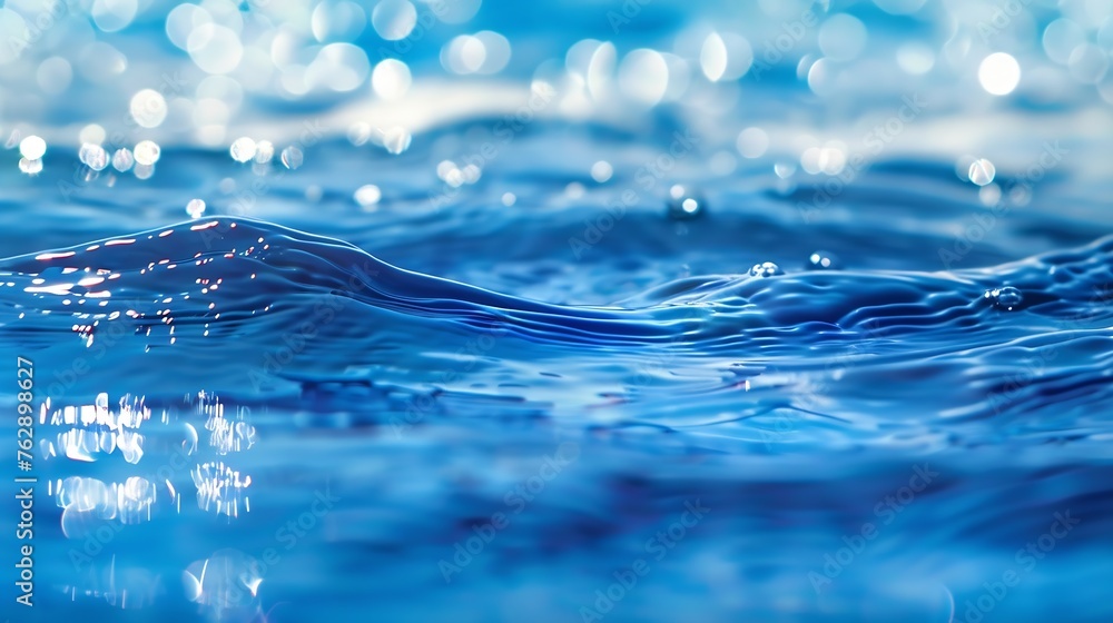 Leinwandbilder bluewater waves on the surface ripples blurred defocus blurred transparent blue colored clear calm w