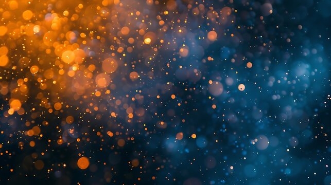 Light flare overlay Defocused glow Old film effect Blur orange blue color smeared flecks texture on dark black abstract copy space background : Generative AI