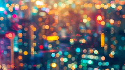 Bokeh of colorful night city lights Blur city background : Generative AI