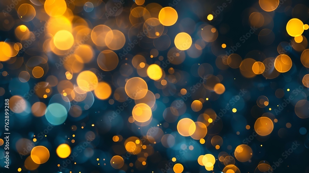 Aufkleber festive abstract defocused background with bokeh lights photographic effect golden christmas light s