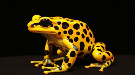 cyanide poison Dendrobates leucomelas, the dart frog. Beautiful animal from a tropical rain forest in Venezuela's Amazon region. a deadly amphibian with dark spots. macro, white, isolated