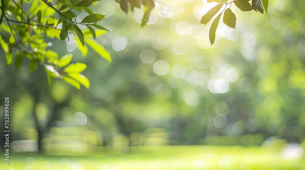 Poster blurred nature green tree in a park background natural trees and lawn with walkway in outdoor garden