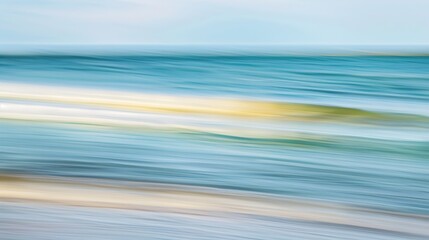 Impressionistic image of the shoreline of hudson bay taken by panning with a slow shutter speed along the horizon line churchill manitoba canada : Generative AI - obrazy, fototapety, plakaty