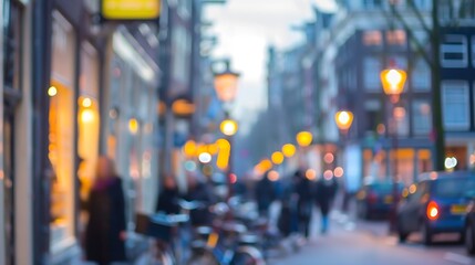 Fototapeta premium Blurred background of street of Amsterdam : Generative AI
