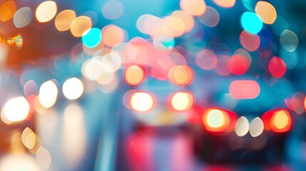 Blur traffic road with bokeh light abstract backgroundRetro color style : Generative AI