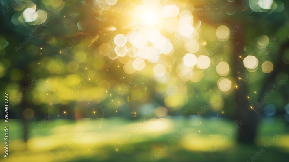 Poster blur park with sun light abstract background : generative ai