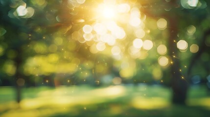 Blur park with sun light abstract background : Generative AI