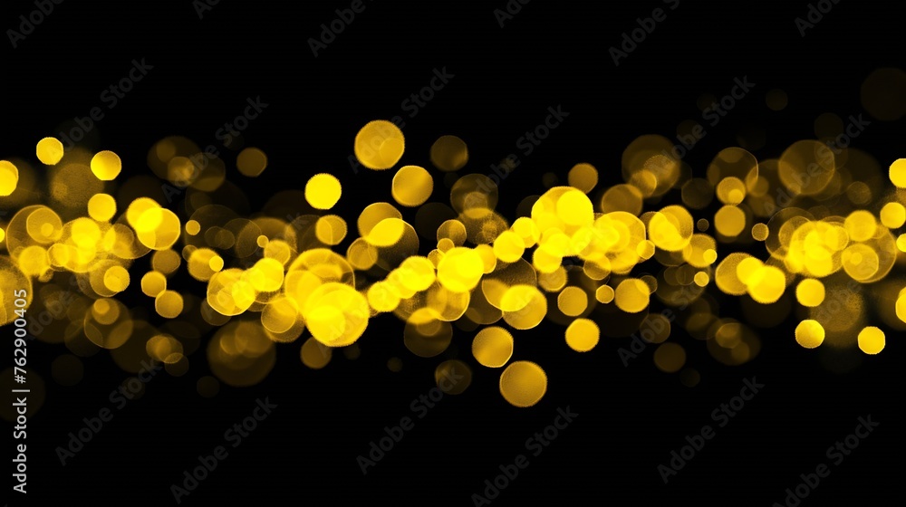 Aufkleber yellow abstract bokeh made from christmas lights on black isolated background holiday concept blur b