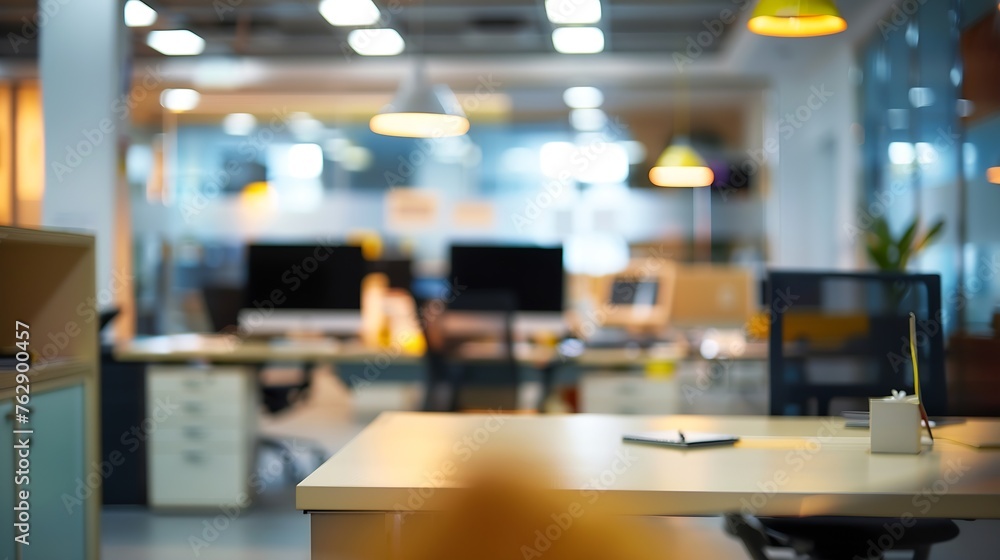 Poster atmosphere around office blur background with bokeh : generative ai