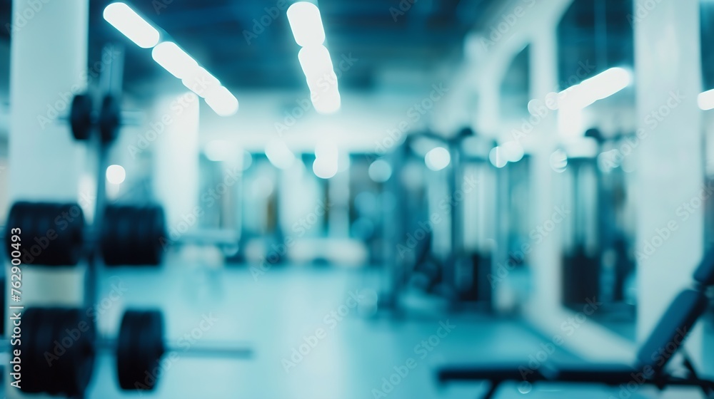 Poster blurred interior sport gym with white background : generative ai