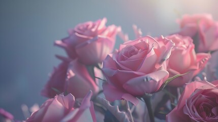a bouquet of pink roses in a soft blur filter : Generative AI
