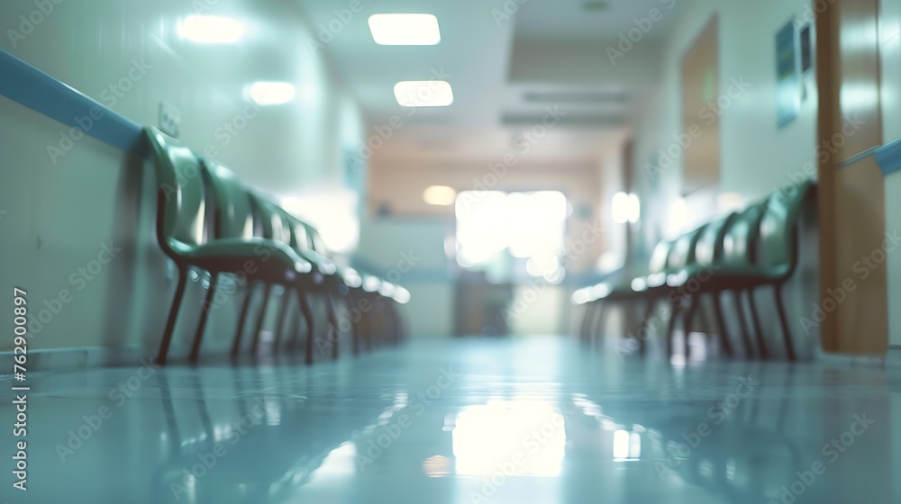 Poster blur image of hospital office room with table and chairs for background usage : Generative AI