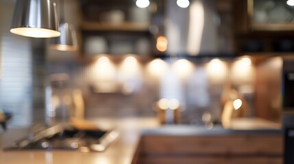 Fototapeta na wymiar Abstract blurred modern kitchen background : Generative AI