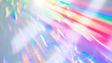 Blurred rainbow light refraction texture overlay effect for photo and mockups Organic drop diagonal holographic flare on a white wall Shadows for natural light effects : Generative AI