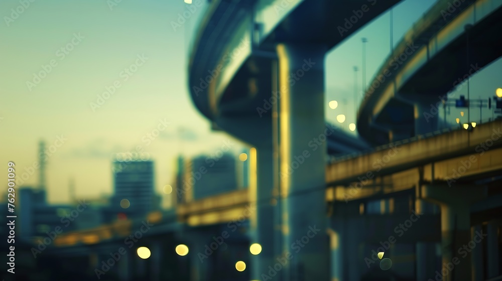 Poster highway overpass motion blur with city background : generative ai