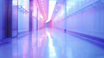 Fototapeta na wymiar abstract defocused blurred technology space background empty business corridor or shopping mall Medical and hospital corridor defocused background with modern laboratory clinic : Generative AI
