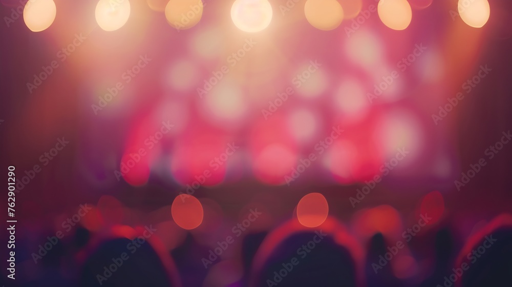 Aufkleber blurred image of stage with rear view of audience in the conference hall or seminar meeting business