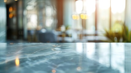 marble table top with blurred abstract hotel interior background : Generative AI