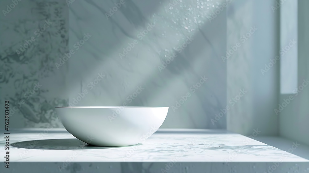 Poster granite white table bathroom for product placement in landscape layout : generative ai