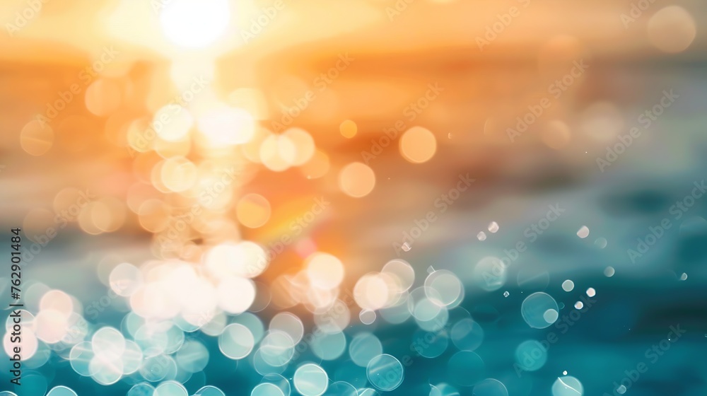 Aufkleber bright colorful sun and sea bokeh background : Generative AI