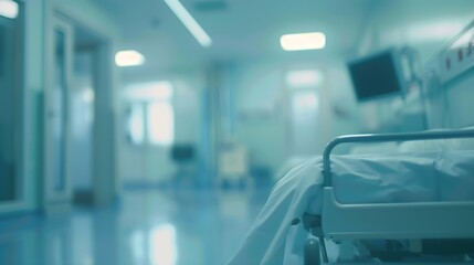 Blurred background of a hospital room medical purpose : Generative AI - obrazy, fototapety, plakaty