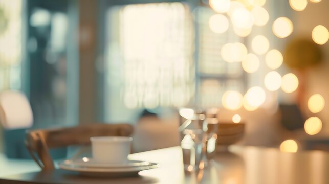 blur image of modern dining room interior : Generative AI