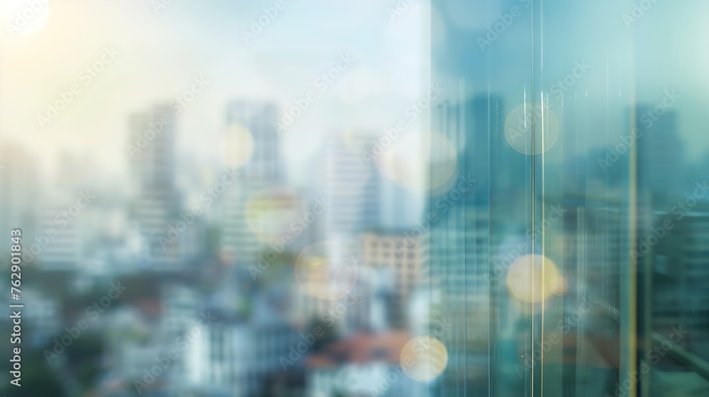 Aufkleber abstract blur city estate building in morning view background cityscape skyline from top office wind