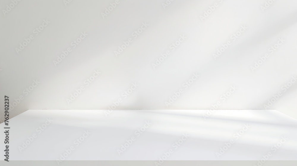 Leinwandbilder Empty white table top mock up white desk and white background : Generative AI