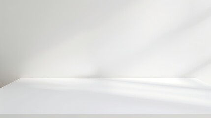 Empty white table top mock up white desk and white background : Generative AI